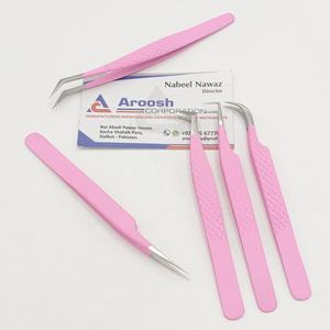 Vente en gros de volume russe enduit de poudre rose pour bébé ensemble de pincettes d'extension de cils en fibre d'acier inoxydable solide durable - Product Image 6