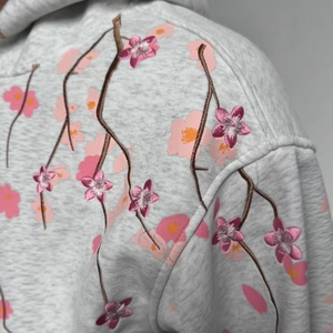 Sudadera con Capucha Bordada con Flores de Otoño Invierno, Sudadera Holgada Informal de Moda Urbana para Hombre y Mujer - Product Image 4