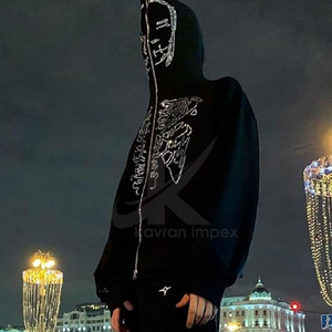 Sweat-shirts pour hommes en polyester/coton avec strass, coupe classique, vêtements décontractés pour l'hiver - Product Image 6