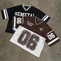 DZ.IGAN STUDIO Maillot de football personnalisable pour homme à col en V et manches courtes en maille respirante, style streetwear oversize, 100% coton