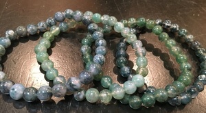 Hot Sale Premium Grade Feng Shui Moss Agate Crystal Beaded <b>Bracelet</b> Handmade Women's Men's Natural Healing Stone <b>Elastic</b> - Product Image 3