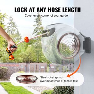 Avvolgitubo da Giardino Retrattile da 30 Metri con Staffa Girevole da 5/8 Pollici Montabile a Parete e Ugello a 9 Getti - Product Image 4