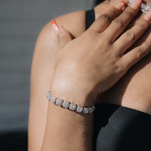 Luxury Princess Cut Diamond Tennis Bracelet 925 Sterling Silver Channel Setting Geometric Unisex Everyday Wear - Product Image 3