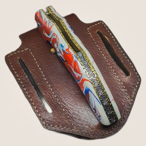 Cuchillo de Bolsillo Burraq OEM, Hecho a Mano, Multifuncional, de Acero de Damasco, 8 Pulgadas, Hoja Recta, con Funda de Cuero, Regalo de Aniversario - Product Image 5