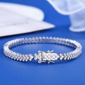 Round Cut Diamond Cluster Tennis <b>Bracelet</b> in White Gold Luxury Sparkling Link <b>Bracelet</b> for Women Anniversary Gift Fine Jewelry - Product Image 3
