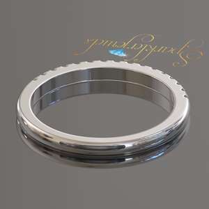 Anillo de boda redondo de media eternidad, banda de boda de oro macizo para mujer, realzador de anillo, anillo de boda, media eternidad de moissanita a juego - Product Image 6