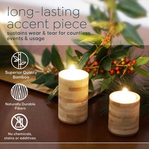 Wooden <b>Tea</b> <b>Light</b> Candle Holders, 3 Sizes Wood Votive Candle Holder, Wood Log Candle Holders Rustic Tealight Candle Holder for - Product Image 2