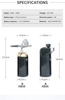 Compresseur d'airbrush portable à piston en cuivre, alimenté par batterie, buse de 0,3 mm, alimentation par gravité, vitesse réglable, rechargeable par USB, 7,0 cc, pour l'art