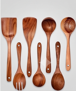 Juego de cubiertos de bambú premium de 7 piezas con diseño elegante, juego de cubiertos perfecto para mesas de eventos, utensilios de cocina y uso diario. - Product Image 1
