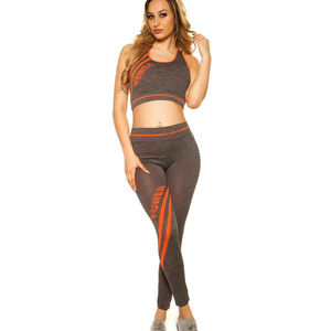 Conjunto de Yoga de 2 Piezas para Mujer, Ropa Deportiva OEM ODM de Moda, Top de Manga Larga para Gimnasio y Leggings de Tallas Grandes, Diseño Sólido - Product Image 2