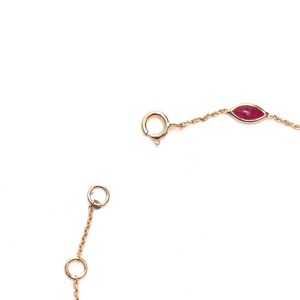 Natural Red Ruby Marquise Station <b>Bracelet</b> in Solid 18K Yellow Gold Bezel Set Gemstone Floating Chain Luxury July Birthstone - Product Image 3