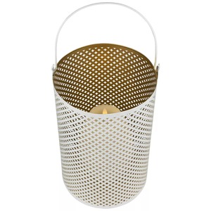 <b>Lantern</b> Set of 3 Metal Candle Holders <b>White</b> with Gold Cross Pattern Die Cutting Portable Home Decoration - Product Image 3