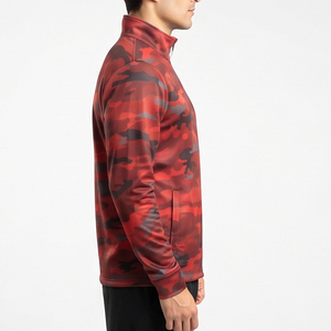 Full Zip Outdoor Track Jacket Men Breathable Sportswear Track Jackets Men's Red <b>Camouflage</b> Zip-Up Racer Jacket - Product Image 6