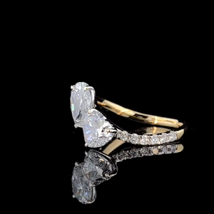 Anillo de Compromiso con Diamante Cultivado en Laboratorio de 2 CTW, Corte Pera y Corazón, Oro Sólido de 14K, Certificado IGI - Product Image 1