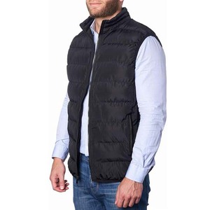 Gilet d'hiver pour homme de qualité supérieure, personnalisé, épais, col montant, imperméable, sans manches, couleur noire - Product Image 3