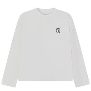 T-shirt en coton à manches longues coupe ample pour homme, avec petit imprimé sur la poitrine, col rond, décontracté, pour le quotidien, style streetwear, fournisseur OEM en gros - Product Image 1