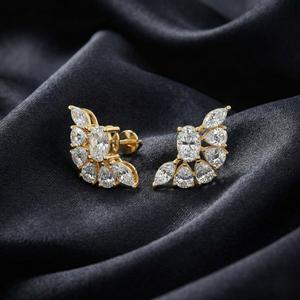 Boucles d'oreilles en diamant cultivé en laboratoire de 3,90 carats, or massif 14 carats, certifiées IGI, légères, durables, bijoux de luxe, cadeau pour femme - Product Image 1