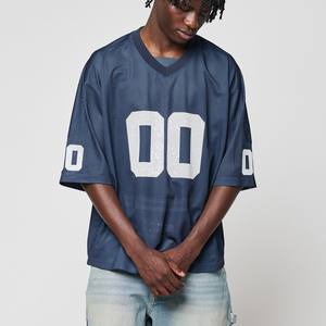 Maillot de football américain streetwear en mesh coupe oversize et carrée, numéro personnalisé, 100% polyester, marque privée pour les marques de mode - Product Image 3