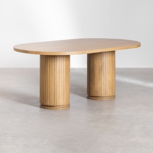 Table à manger ovale en bois de manguier Vandana Hexa Zentrix - Product Image 1