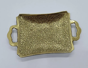 Bandeja de Almacenamiento Decorativa para el Hogar, de Grado Comercial, Ecológica, de Aluminio, para Servir Aperitivos, Forma Rectangular, Color Dorado - Product Image 3