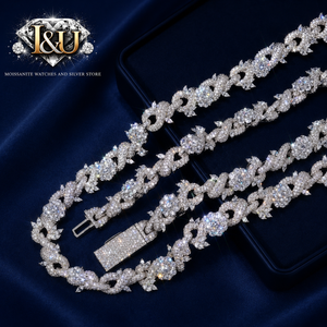 Ensemble collier et bracelet maille cubaine en argent 925 plaqué rhodium, moissanite haute qualité effet glacé, 18 mm, unisexe, bijoux hip-hop pour mariage - Product Image 2