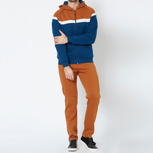 Unisex Color Blocking Hooded Fleece Tracksuit <b>Set</b> Windproof Lightweight Breathable Anti-Bacterial Full Sleeve Drawstring Closure - Product Image 6
