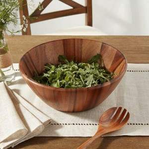 Bol de service artisanal en bois pour salade, fruits, pain, pâtes, en-cas, cuisine, table à manger, bois naturel, fait main, style rustique - Product Image 5