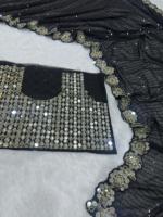 Sari d'été en faux georgette pour occasions spéciales, avec broderie de paillettes et miroirs, style traditionnel ethnique, coupe ajustée