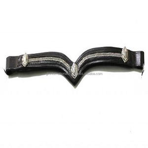 Banda de ceja de caballo de cuero acolchado suave de canal vacío en forma de V para brida con incrustaciones de cristales transparentes banda de ceja de escudo de cadena de Diamante - Product Image 2