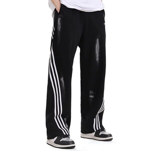 Customized Straight Corduroy Eco-Friendly Breathable Vintage Tape Side Wide Leg Sporty Pants Unisex Oversized Sweatpants 100% - Product Image 2