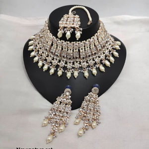 Nuevo Conjunto de Collar Choker Vintage Chapado en Oro con Diseño Patwa Kundan y Pendientes para Novia, Boda India, Fiesta, Compromiso - Product Image 1