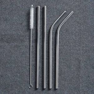 Metal <b>Drinking</b> <b>Straws</b> Set 5pcs Reusable Straight and Bent Design Minimalist Bar Accessories - Product Image 1