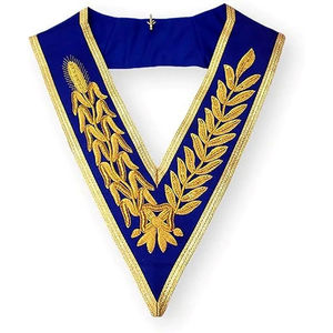 Collar de Oficial Masónico Azul con Bordado a Mano en Oro, Collar de Oficial Bordado Personalizado de Alta Calidad - Product Image 1