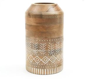 Decorative Wooden <b>Matt</b> Glazed Round <b>Table</b> Vase Handmade Flower Holder Modern Rustic Centerpiece for Home Wedding <b>Table</b> Decor - Product Image 3