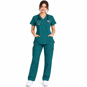 Custom Medical <b>Scrub</b> Sets for Women V Neck <b>Scrub</b> <b>Top</b> and Cargo Pants Healthcare Nurse Uniform Hospital Workwear - Product Image 6