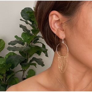 Orecchini Pendenti a Catena Bicolore, Accessorio di Gioielleria alla Moda - Product Image 4