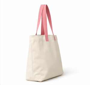 Custom Logo Cotton Canvas Tote <b>Bag</b> Large Size Pink Handles Button Closure Reusable Shopping <b>Bag</b> for Women Daily Use - Product Image 5
