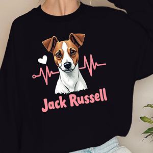 เสื้อสเวตเชิ้ตผู้หญิงลายแจ็ค รัสเซลล์ ผ้าถักลำลองพิมพ์ลายเส้นวัดอัตราการเต้นของหัวใจ - Product Image 2