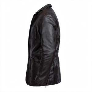Men's <b>Leather</b> <b>Blazer</b> <b>Jacket</b> 2 Button Notch Lapel Casual Patch Pockets <b>Jacket</b> <b>Blazer</b> Coat Turn-down Collar Single Breasted Jasket - Product Image 4