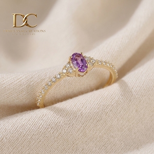 Bague en or jaune massif 14 carats avec diamant de laboratoire et alexandrite pour femme, bijoux de créateur, cadeau de luxe pour toutes les occasions - Product Image 4