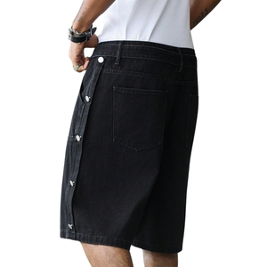 <b>Mens</b> <b>Black</b> Denim Cargo <b>Shorts</b> Casual Knee Length Utility Breathable Summer Washed Multiple Pockets Button Closure Belt Loops - Product Image 5