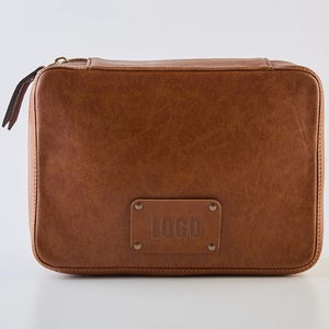 Leather <b>Tech</b> Organizer Case with Zipper Closure 7 Inch Classic Travel Electronics Storage <b>Bag</b> for Documents and Devices - Product Image 5