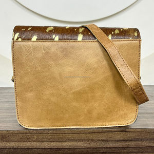Nuevo 2025 bolsos cruzados de cuero genuino hechos a mano para mujeres Hair-on-Hide Metallic Correa ajustable bolsos de hombro monedero - Product Image 6
