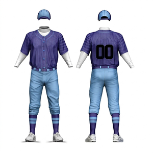 Men's Green Striped Baseball Uniform Set with Button Front Jersey and Khaki Pants, Breathable Polyester - Product Image 2