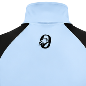 Women Quarter Zip Athletic <b>Top</b> Baby Blue Long Sleeve Fitted Sports Training Shirt High Collar <b>Thumbhole</b> Performance Activewear - Product Image 4