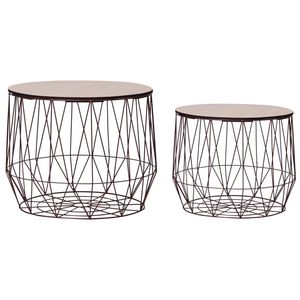 Juego de 2 Mesitas de Centro Pequeñas Desmontables de Metal y Cobre - Product Image 1