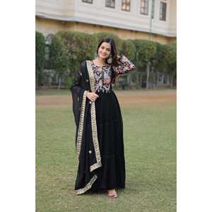 LIKSHA BLACK <b>COLOUR</b> PREMIUM READYMADE GOWN WITH DUPATTA <b>SET</b>-LC-1090 - Product Image 3