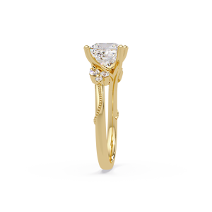 Custom 14k Pure Gold Milgrain Border Style Princess cut Marquise Lab Grown Diamond <b>Ring</b> Matching Band Bridal <b>Set</b> For Women's - Product Image 4