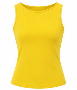 Débardeur col bateau pour femme OEM, design de logo personnalisé sur le devant, mélange tricoté premium Spandex/Polyester, léger avec rubans boutonnés - Product Image 3