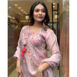 DISEÑADOR GEORGETTE IMPRESIÓN DIGITAL TOP BOTTOM CON DUPATTA PEACH - Product Image 5